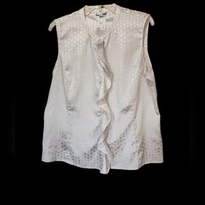TAHARI Elegant White Sleeveless Top Lrg